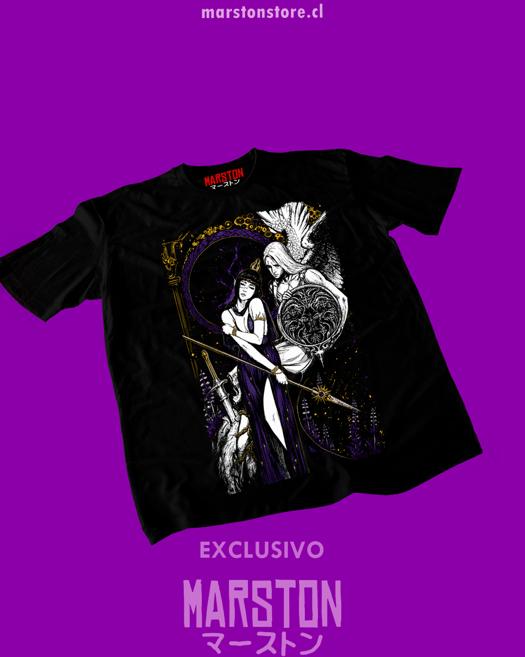 Polera negra Baldur's Gate 3 con diseño de Shadowheart