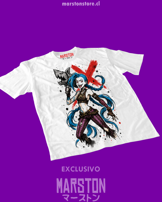 Polera blanca de Arcane con Jinx
