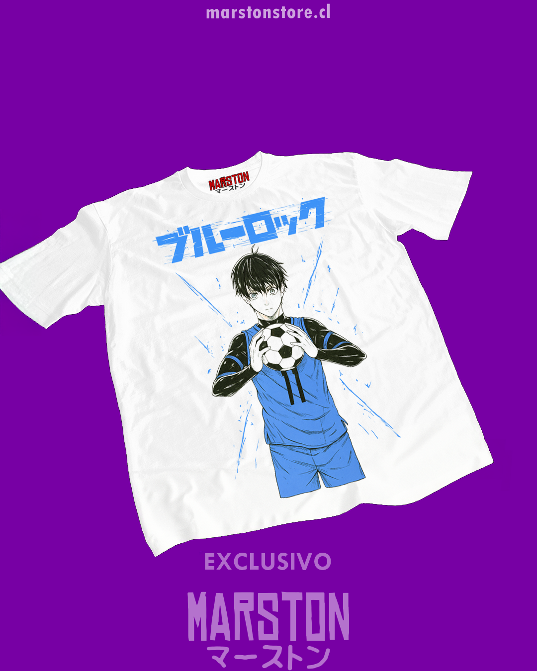 Polera blanca de Blue Lock con Yoichi Isagi