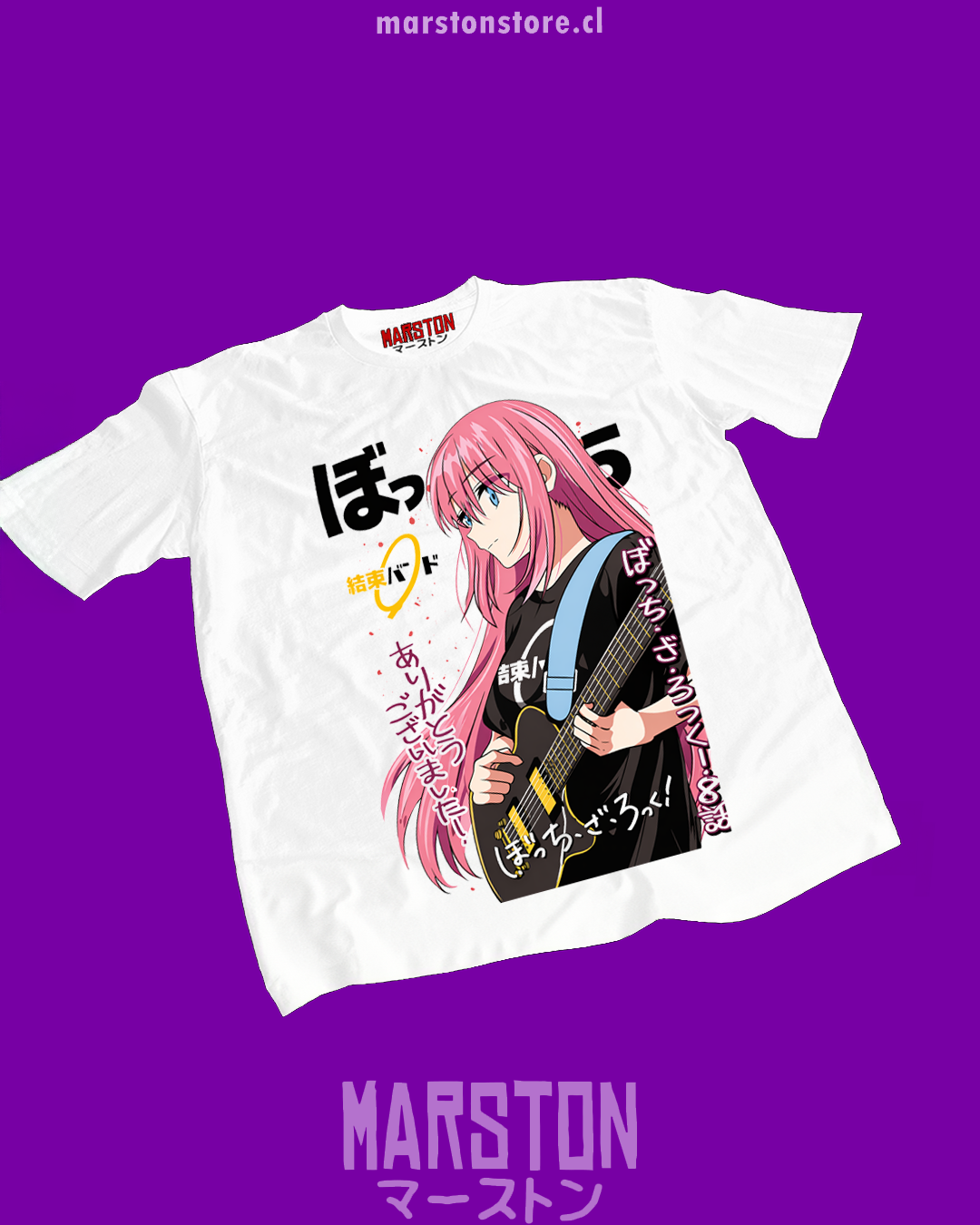 Polera blanca de Bocchi the Rock! con Hitori Gotoh
