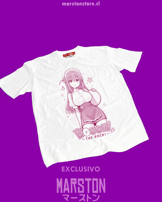 Polera blanca de Bocchi the Rock! con Hitori Gotoh