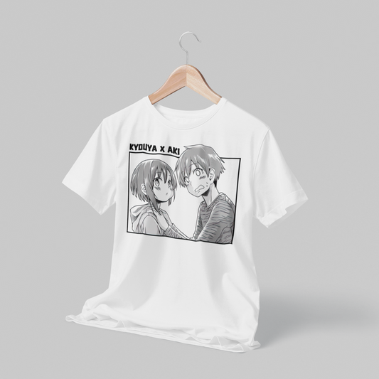 Polera blanca de Bokutachi no Remake (Remake Our Life!) con Aki Shino y Kyouya
