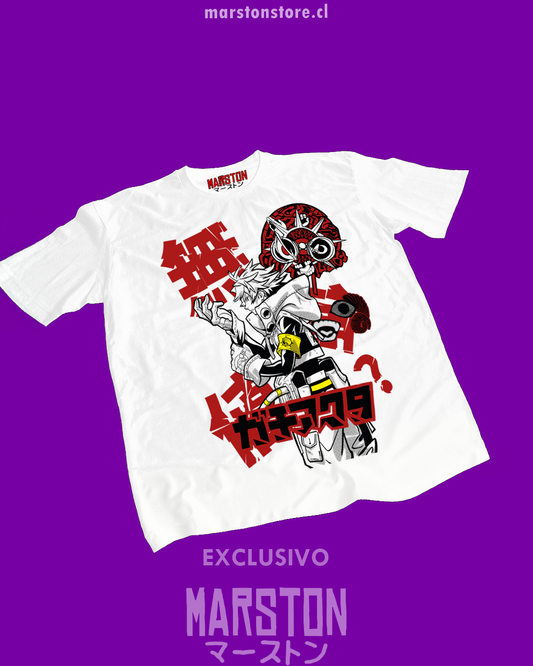 Polera blanca de Gachiakuta con diseño anime