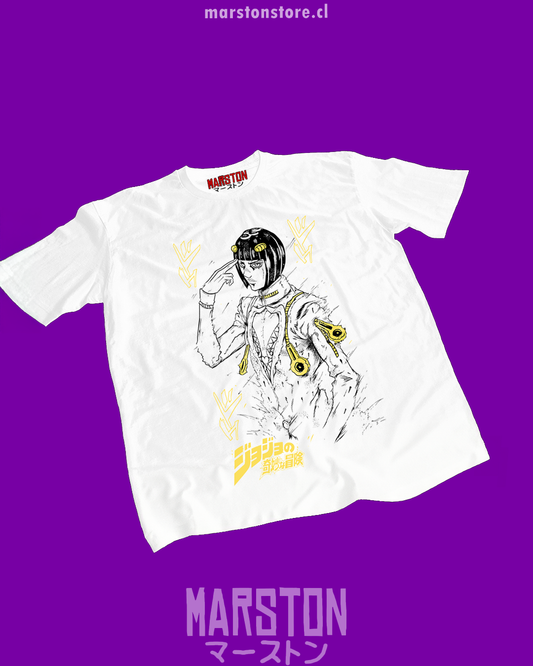 Polera blanca de JoJo's Bizarre Adventure con Bruno Bucciarati