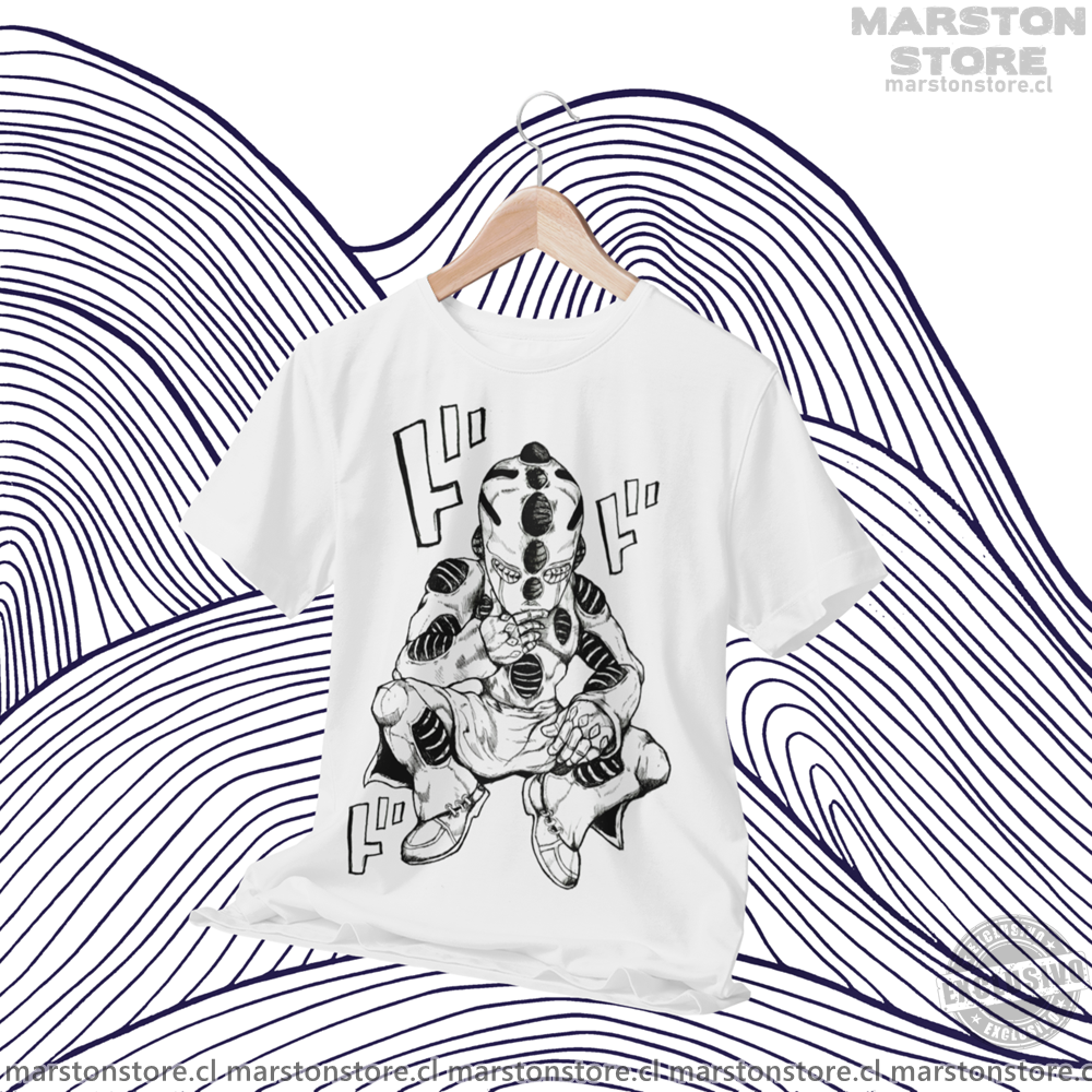Polera blanca de JoJo's Bizarre Adventure con diseño anime