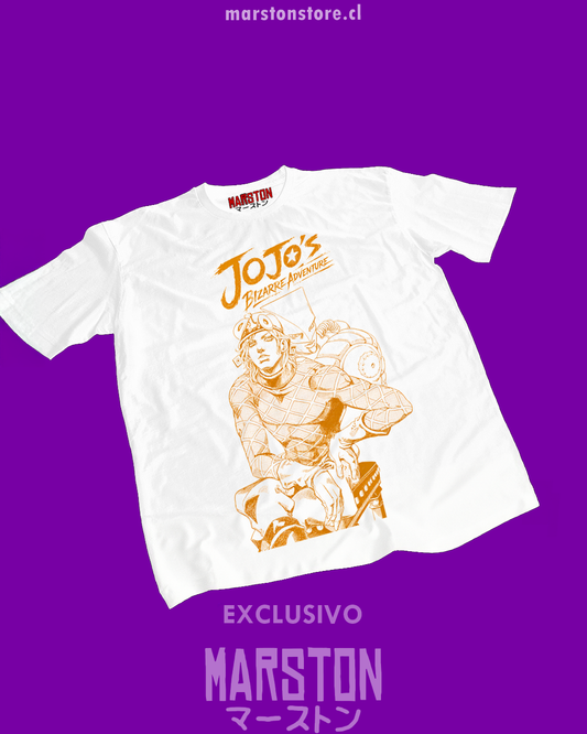 Polera blanca de JoJo's Bizarre Adventure con diseño anime