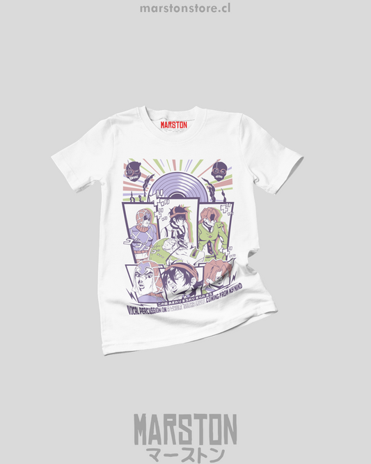 Polera blanca de JoJo's Bizarre Adventure con diseño Torture Dance