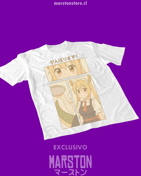 Polera blanca de Kobayashi-san Chi no Maid Dragon con Tohru