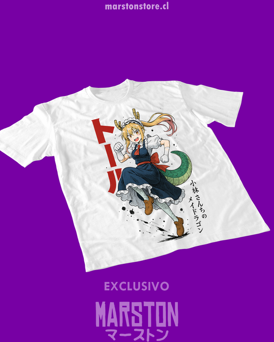 Polera blanca de Kobayashi-san Chi no Maid Dragon con Tohru