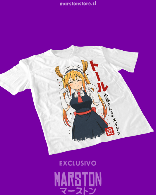 Polera blanca de Kobayashi-san Chi no Maid Dragon con Tohru