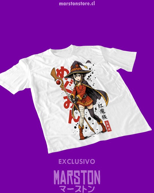 Polera blanca de KonoSuba con Megumin