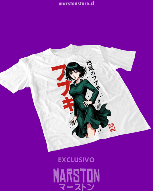 Polera blanca de One Punch Man con Fubuki