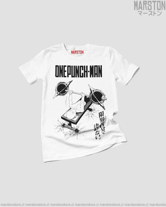 Polera blanca de One Punch Man con Saitama