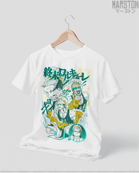 Polera blanca de Record of Ragnarok con Buda Gautama, versión 1
