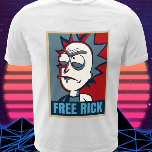 Polera blanca de Rick y Morty