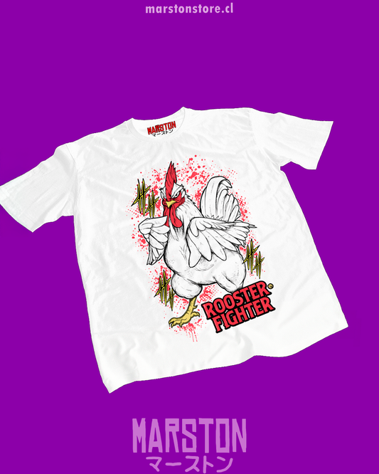 Polera blanca de Rooster Fighter con Keiji
