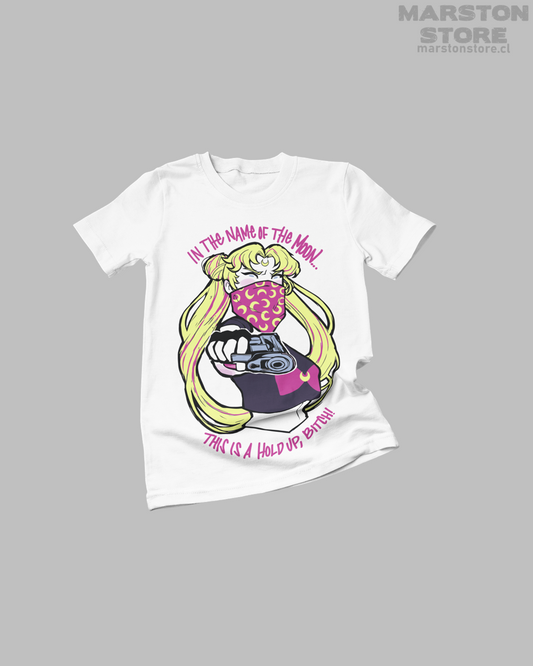 Polera blanca de Sailor Moon con diseño anime