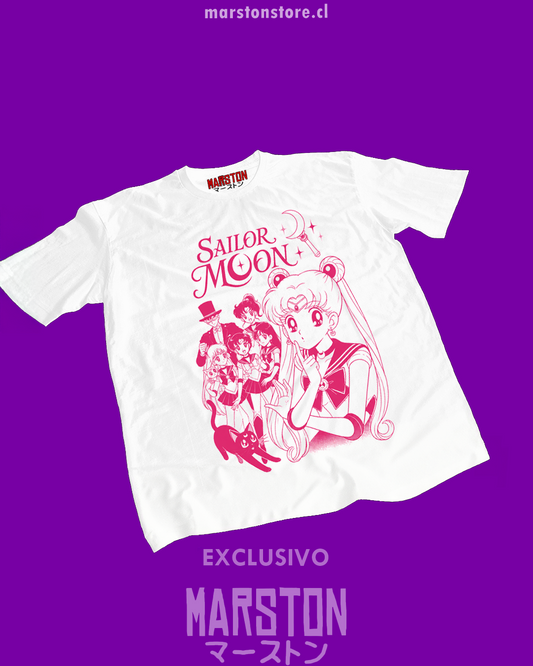 Polera blanca de Sailor Moon con diseño anime