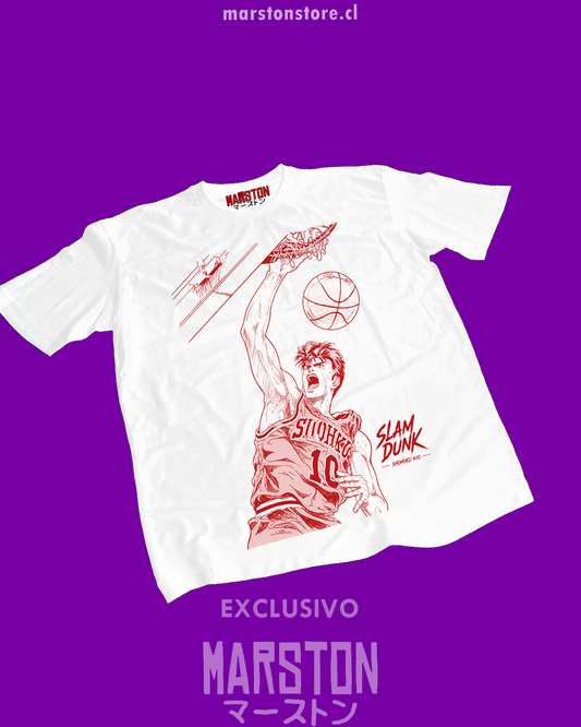 Polera blanca de Slam Dunk con Hanamichi Sakuragi