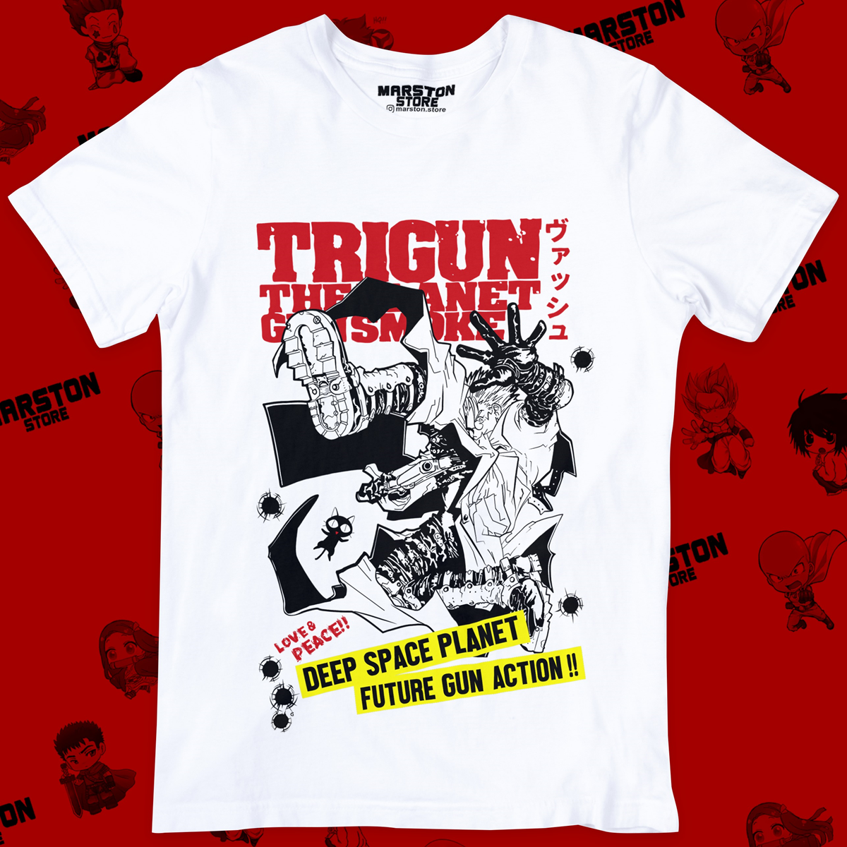 Polera blanca de Trigun con Vash the Stampede