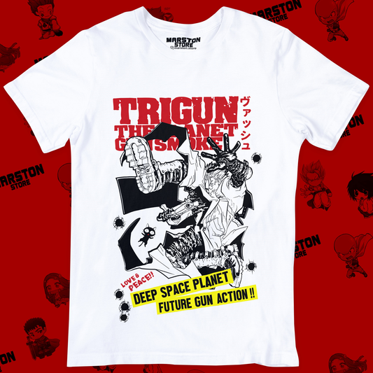 Polera blanca de Trigun con Vash the Stampede
