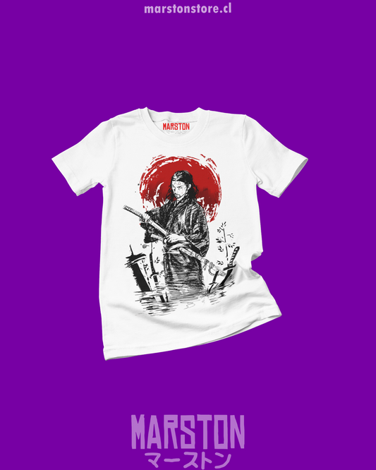 Polera blanca de Vagabond con Miyamoto Musashi