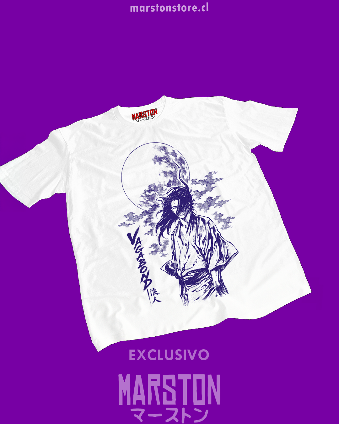Polera blanca de Vagabond con Miyamoto Musashi