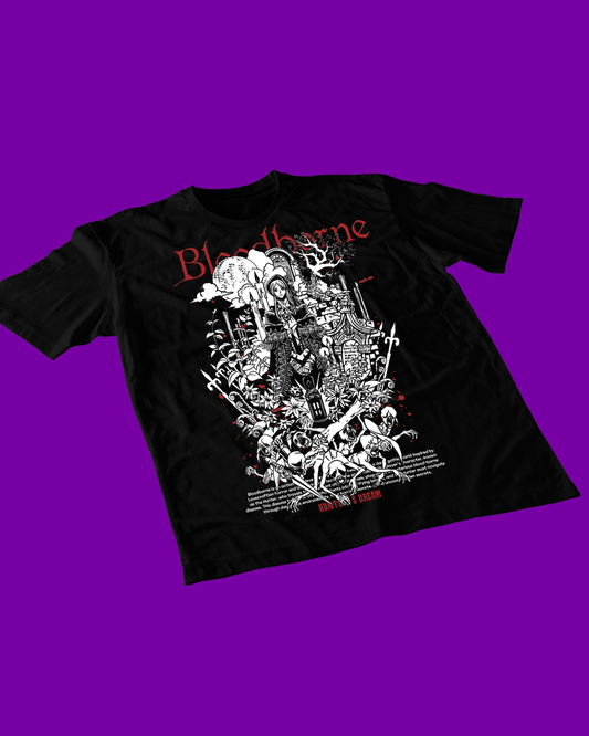 Polera negra con diseño de Bloodborne