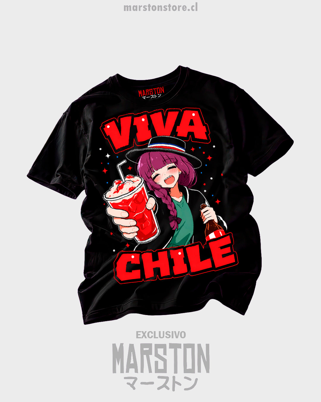 Polera negra Bocchi The Rock Kikuri Hiroi Viva Chile fiestas patrias 18 de septiembre