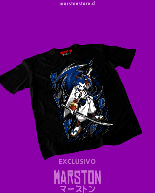 Polera negra con diseño de Brave Fencer Musashi