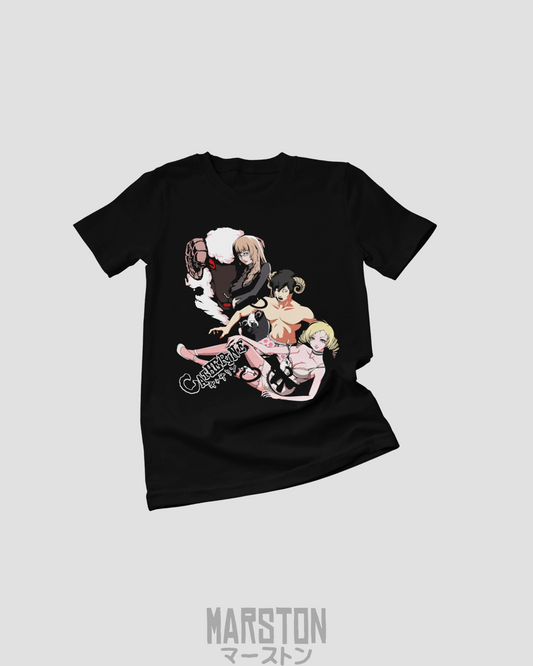 Polera negra con diseño de Catherine