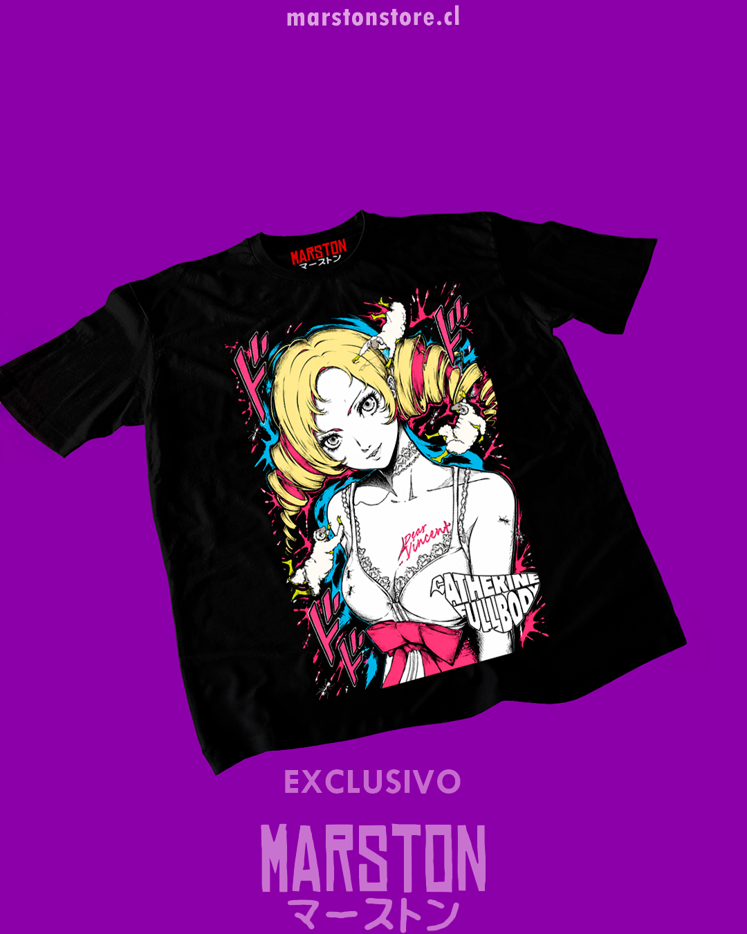 Polera negra con diseño de Catherine