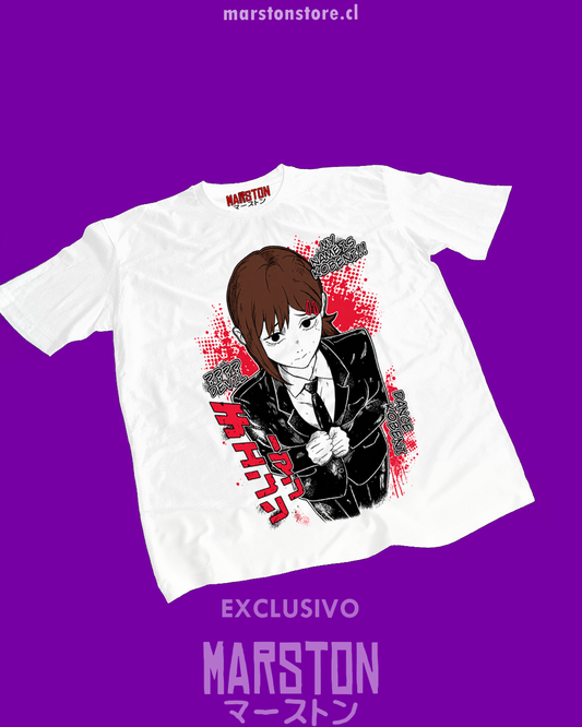 Polera blanca Chainsaw Man con diseño de Kobeni Higashiyama