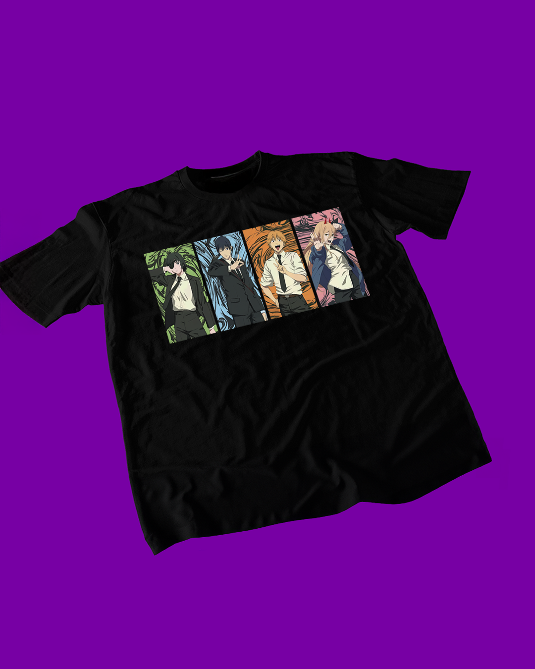 Polera negra con diseño de Chainsaw Man