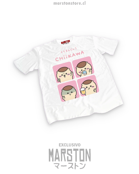 Polera blanca Chiikawa Kurimanju