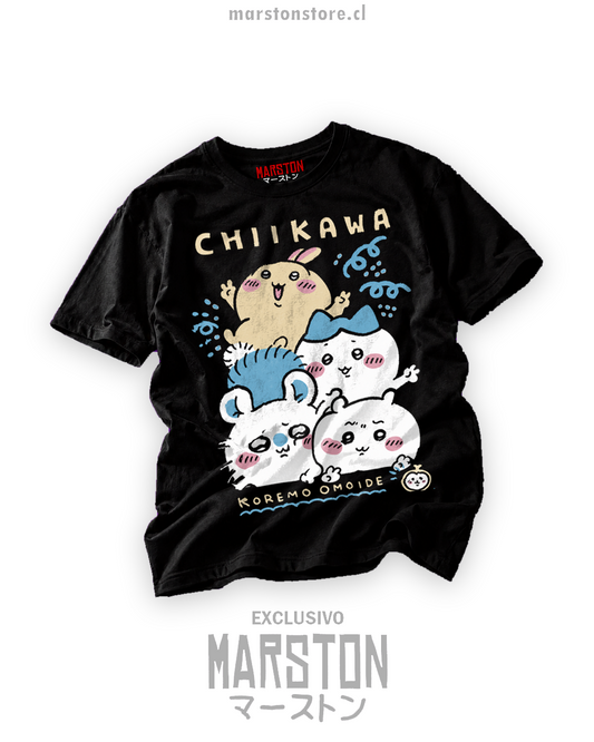 Polera negra Chiikawa Usagi Hachiware Momonga Chiikawa