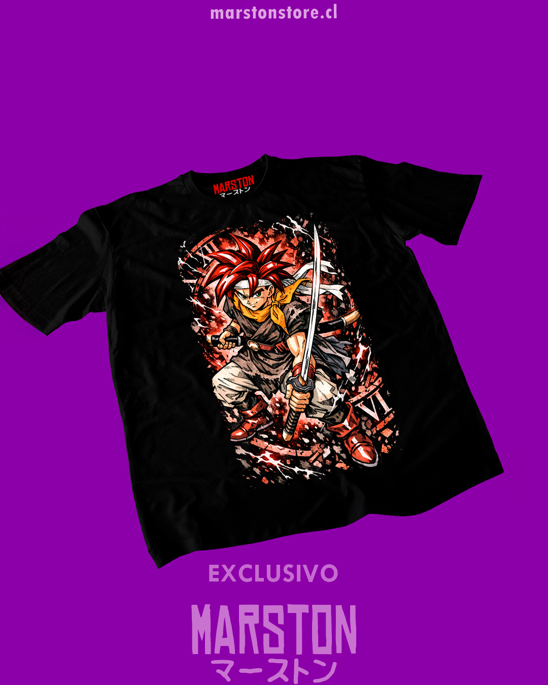 Polera negra con diseño de Chrono Trigger