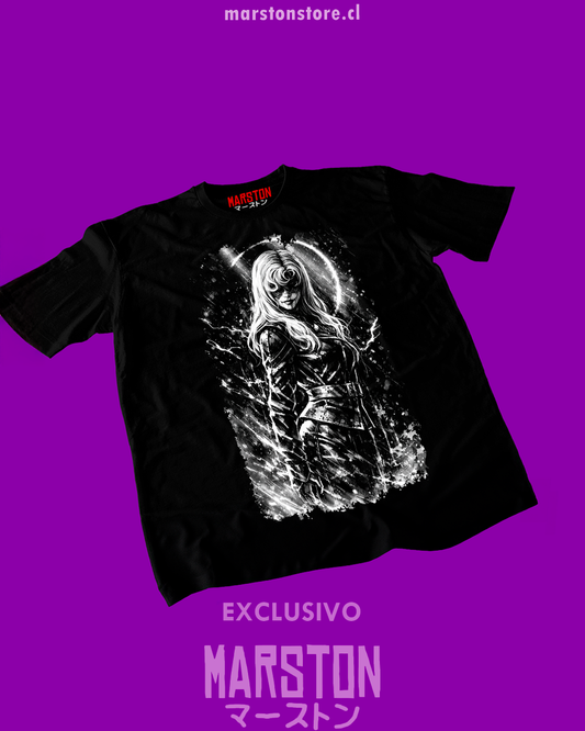 Polera negra Clair Obscur: Expedition 33 con diseño de Alicia