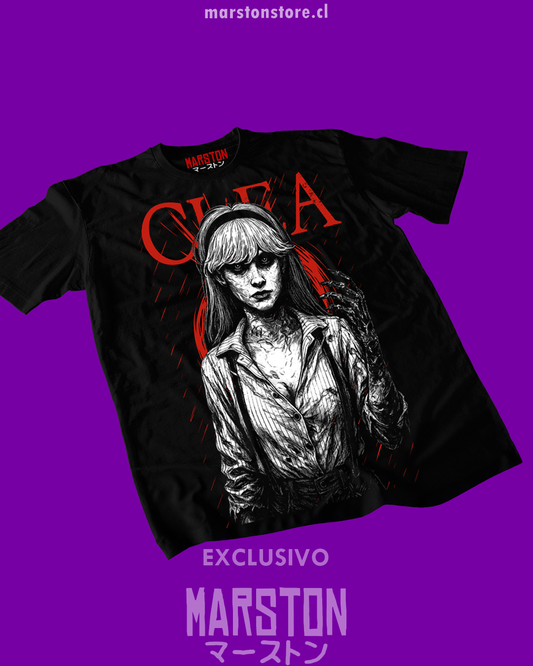 Polera negra Clair Obscur: Expedition 33 con diseño de Clea
