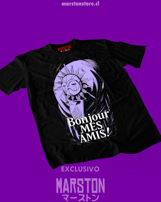 Polera negra Clair Obscur: Expedition 33 con diseño de Esquie
