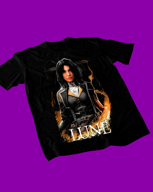 Polera negra Clair Obscur: Expedition 33 con diseño de Lune