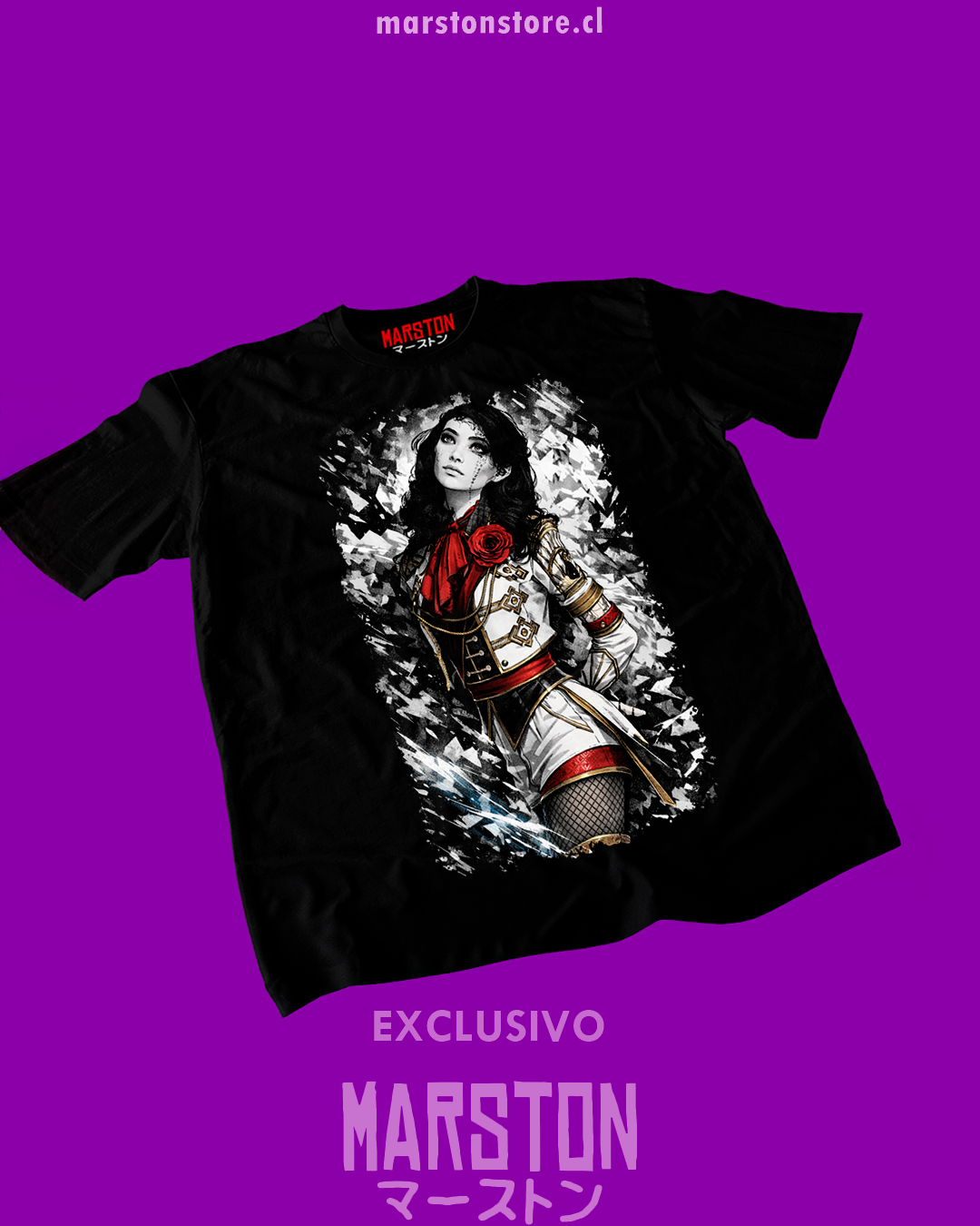 Polera negra Clair Obscur: Expedition 33 con diseño de Lune