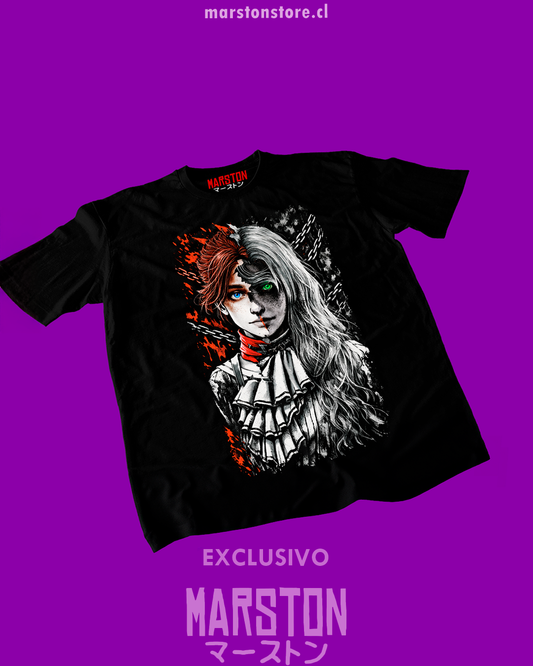 Polera negra Clair Obscur: Expedition 33 con Maelle y Alicia