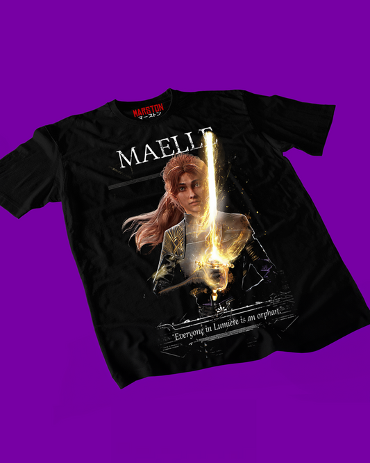 Polera negra Clair Obscur: Expedition 33 con diseño de Maelle