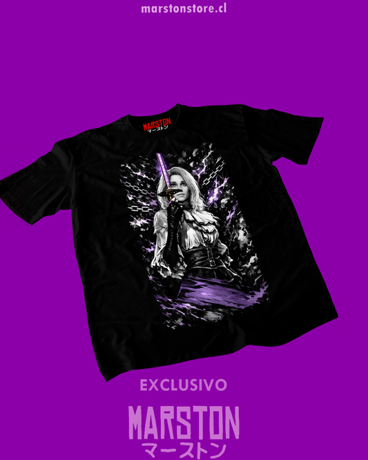 Polera negra Clair Obscur: Expedition 33 con diseño de Maelle
