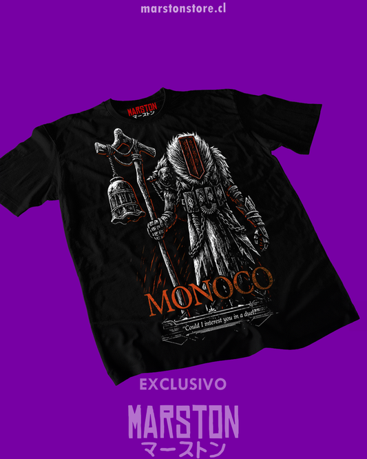 Polera negra Clair Obscur: Expedition 33 con diseño de Monoco
