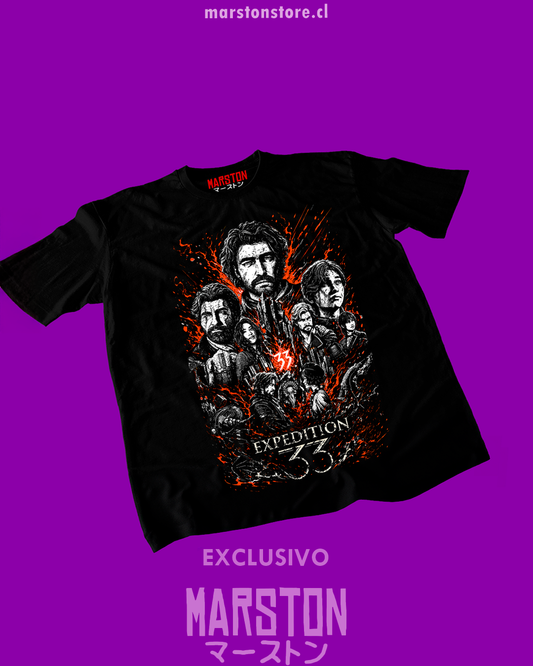 Polera negra con diseño de Clair Obscur: Expedition 33