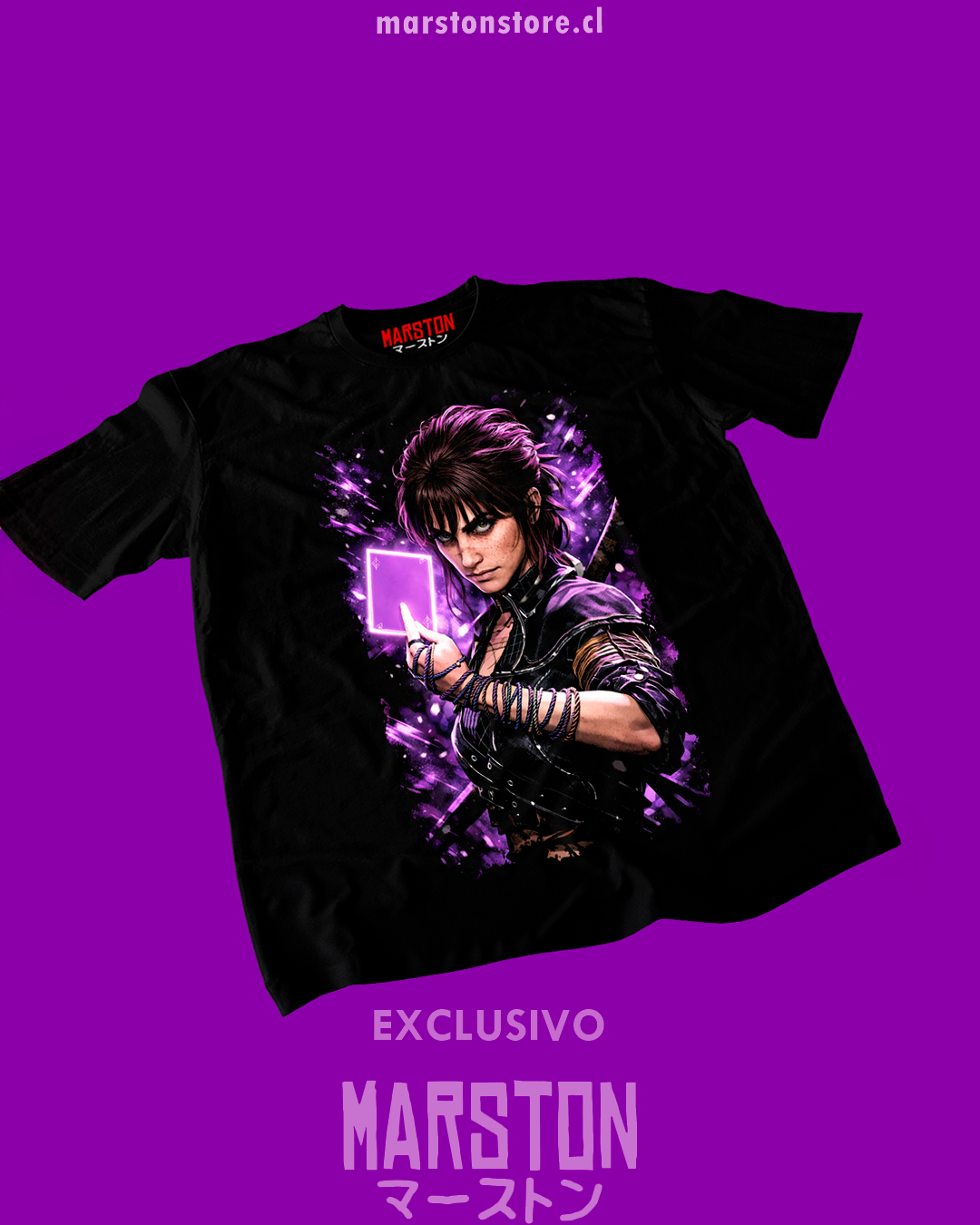 Polera negra Clair Obscur: Expedition 33 con diseño de Sciel