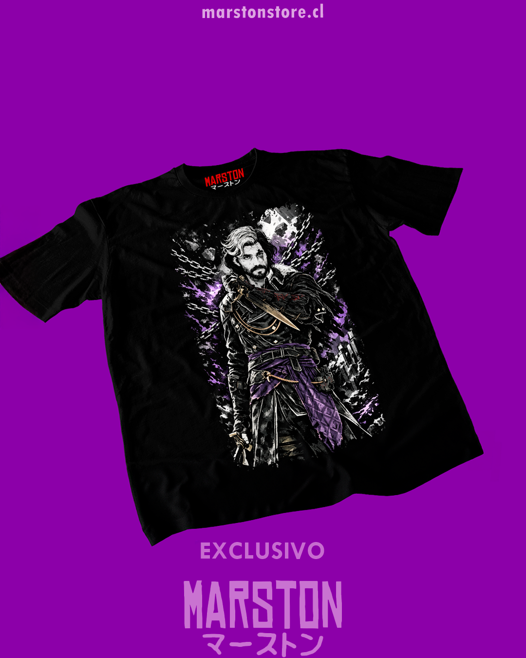 Polera negra Clair Obscur: Expedition 33 con diseño de Verso