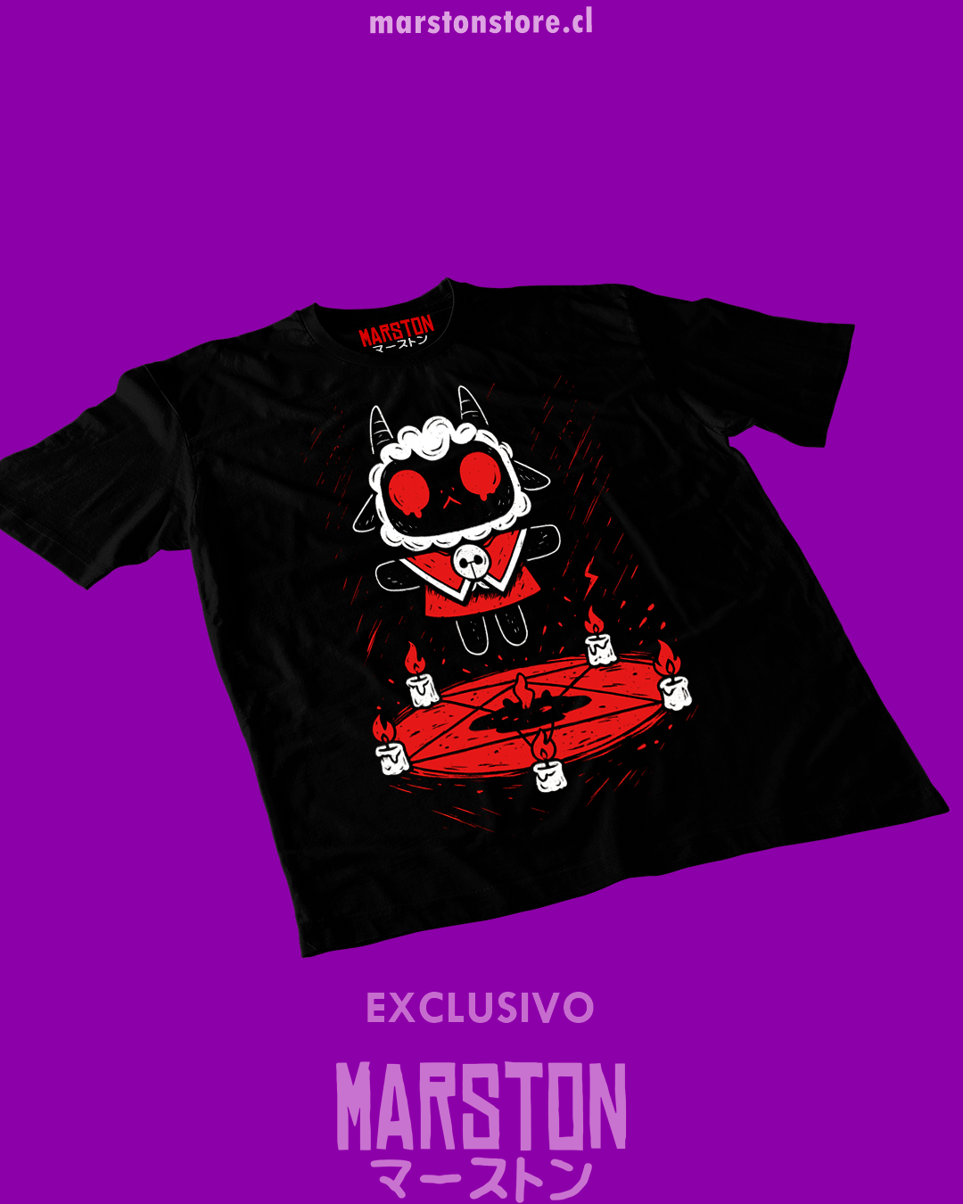 Polera negra con diseño de Cult of the Lamb